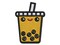 Kawaii Cute Boba Bubble Milk Tea Face Multi-Color Embroidered Iron-On or Hook & Loop Patch Applique